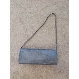 Gunne Sax Jessica McClintock Vintage Silver Metallic Bow Evening Clutch Bag